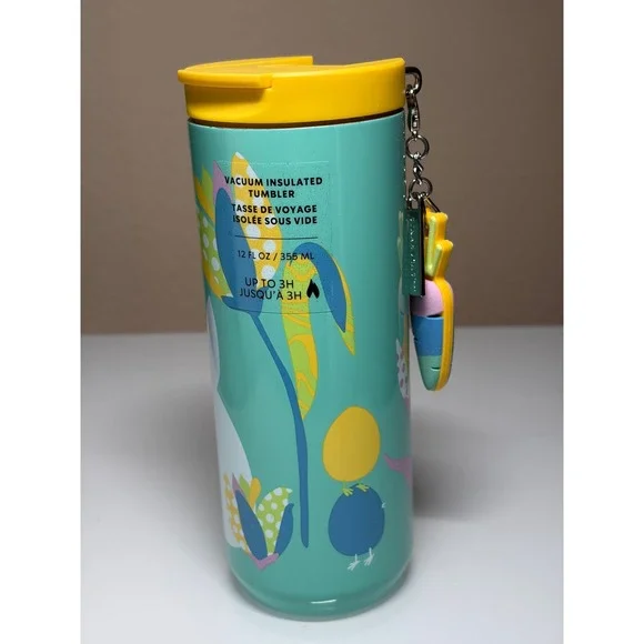 Starbucks Spring Easter Bunny 12 fl oz Stainless Steel Tumbler w/ Carrot Charm - Picture 3 of 3